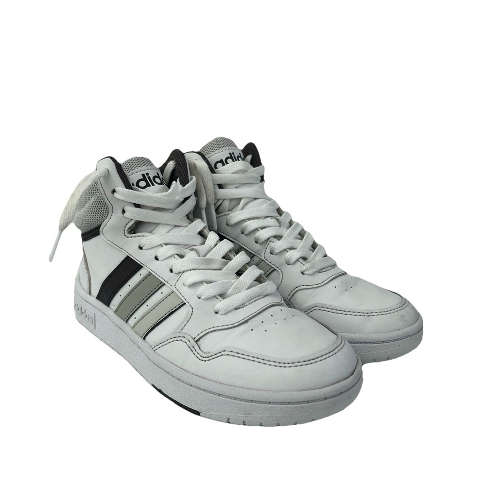 Adidas Hoops 3.0 Mid Unisex Kids Basketball Sneakers Cloud‎ White Grey Size 3.5